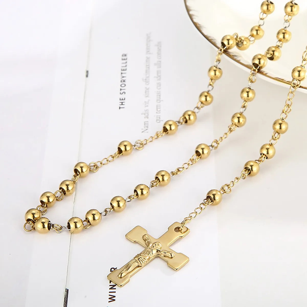 Wholesale Elegant Lady Cross Titanium Steel Plating Sweater Chain