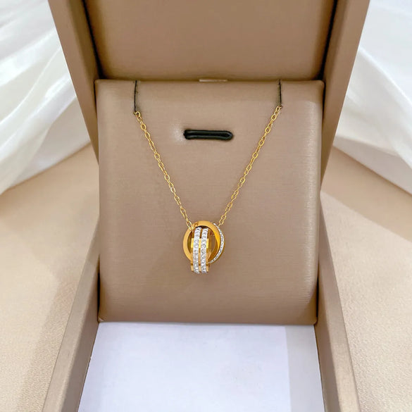 Elegant Lady Geometric Heart Shape Titanium Steel Plating Inlay Artificial Pearls Zircon Pendant Necklace