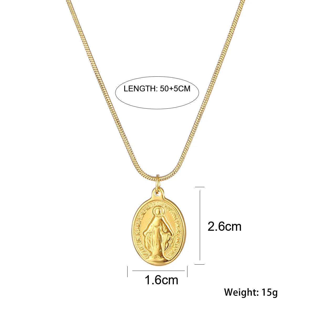 Wholesale Elegant Lady Oval Stainless Steel Plating 18k Gold Plated Pendant Necklace