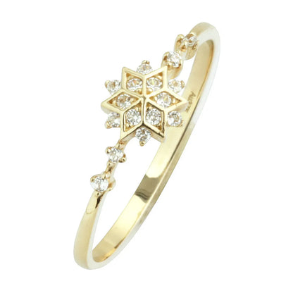 Wholesale Elegant Lady Snowflake Sterling Silver Inlay Zircon Rings