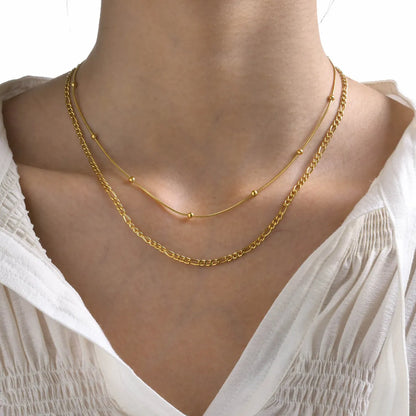 Elegant Lady Solid Color Stainless Steel Gold Plated Layered Necklaces