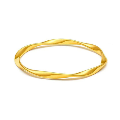 Elegant Lady Solid Color 304 Stainless Steel 18K Gold Plated Bangle In Bulk