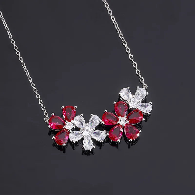 Wholesale Elegant Lady Streetwear Flower Copper Inlay Zircon Pendant Necklace