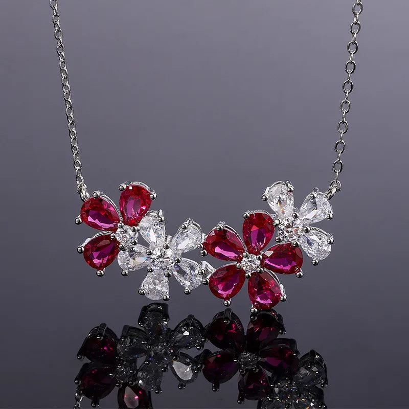 Wholesale Elegant Lady Streetwear Flower Copper Inlay Zircon Pendant Necklace