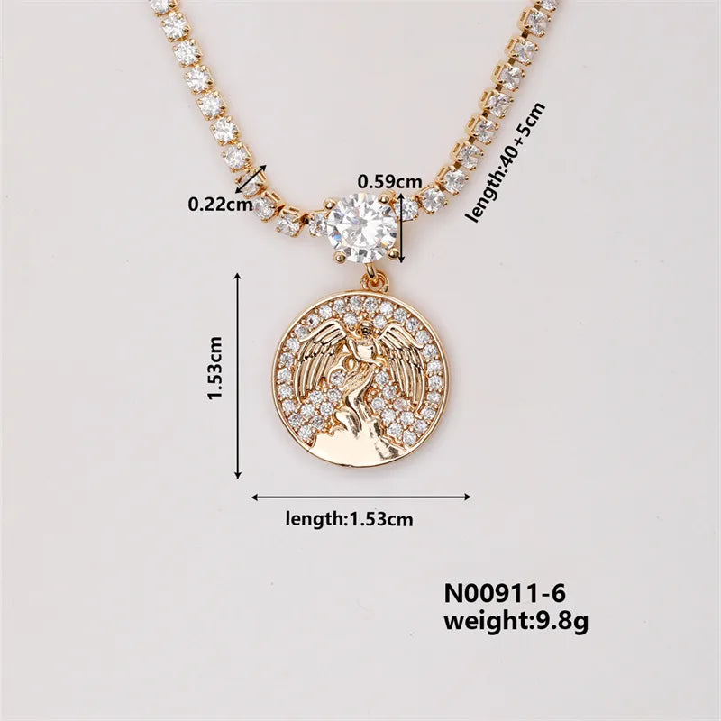 Wholesale Elegant Lady Streetwear Star Moon Copper Hollow Out Inlay K Gold Plated Zircon Pendant Necklace