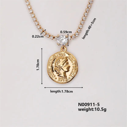 Wholesale Elegant Lady Streetwear Star Moon Copper Hollow Out Inlay K Gold Plated Zircon Pendant Necklace