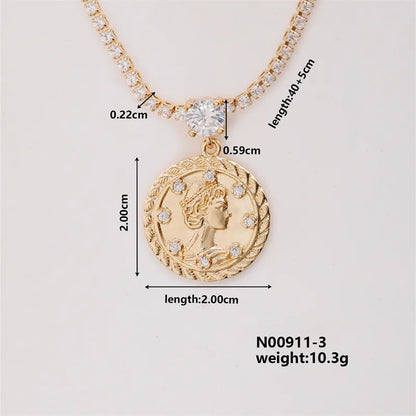 Wholesale Elegant Lady Streetwear Star Moon Copper Hollow Out Inlay K Gold Plated Zircon Pendant Necklace