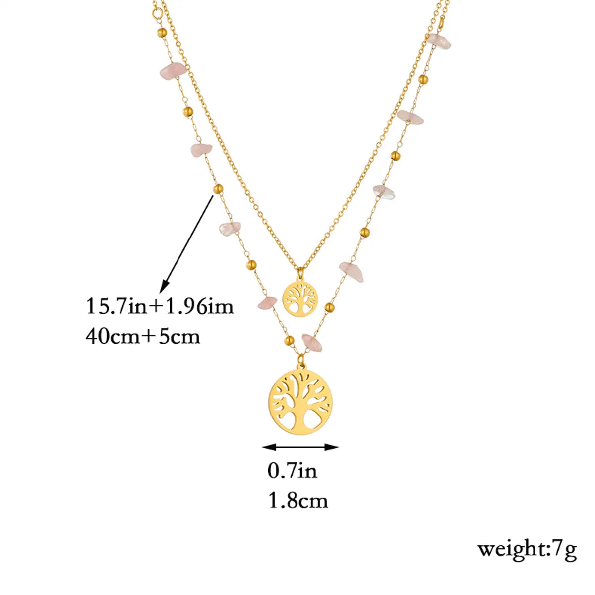 Wholesale Elegant Lady Tree Titanium Steel Plating 18k Gold Plated Layered Necklaces