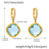 Wholesale Elegant Light Luxury Geometric Glass Stone And Stainless Steel Goldplated Earrings For Women