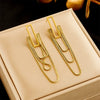 Wholesale Elegant Light Luxury Gold Plated Titanium Steel Multi Layer Tassel Chain Geometric Long Earrings For Women With Electroplating Process