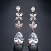 Wholesale Elegant Light Luxury Long Water Drop Zircon Earrings For Female Bride Copper Material Drop Shape Design