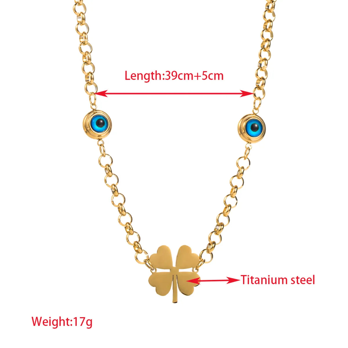 Wholesale Elegant Luxurious Devil's Eye Eye Flower Titanium Steel Plating Inlay Gold Plated Resin Necklace