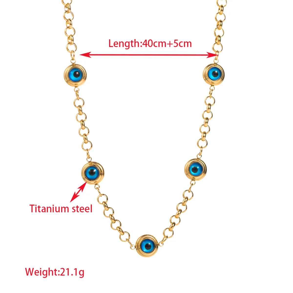 Wholesale Elegant Luxurious Devil's Eye Eye Flower Titanium Steel Plating Inlay Gold Plated Resin Necklace