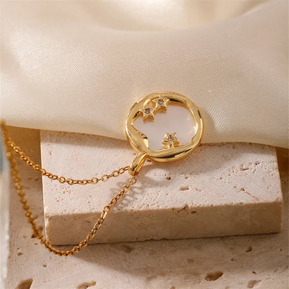 Wholesale Elegant Modern Style Korean Style Sun Heart Shape 304 Stainless Steel Copper Inlay K Gold Plated Zircon Pendant Necklace