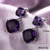Wholesale Elegant Mysterious Purple Square Zircon Earrings Copper Geometric