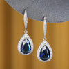 Wholesale Elegant Natural Dropshaped Sapphire Tamsang Zircon Earrings Copper Material