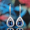 Wholesale Elegant Natural Dropshaped Sapphire Tamsang Zircon Earrings Copper Material