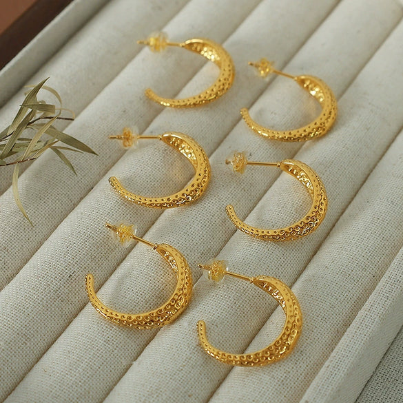 Wholesale Elegant Natural Style Irregular Moon Pattern 316L Stainless Steel Gold Plated Nonfading Women's Earrings