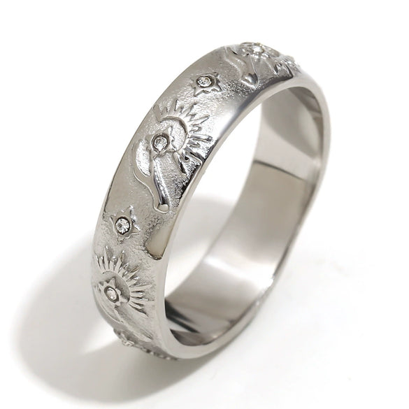 Wholesale Elegant Niche Allmatch Ring Bracelet And Tarot Earrings For Women Stainless Steel 18K Gold Plated Geometric Electroplated