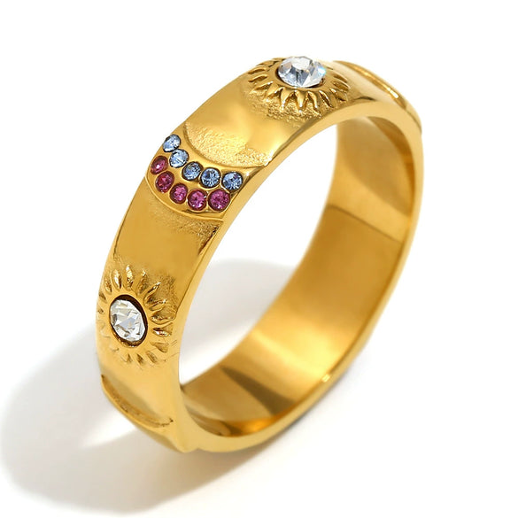 Wholesale Elegant Niche Allmatch Ring Bracelet And Tarot Earrings For Women Stainless Steel 18K Gold Plated Geometric Electroplated
