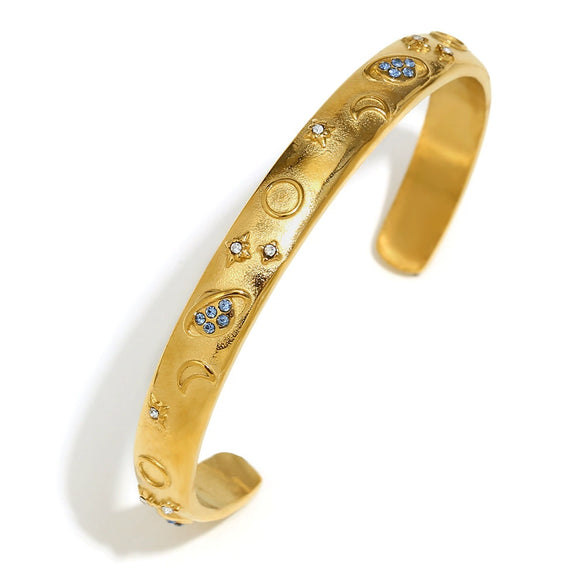 Wholesale Elegant Niche Allmatch Ring Bracelet And Tarot Earrings For Women Stainless Steel 18K Gold Plated Geometric Electroplated