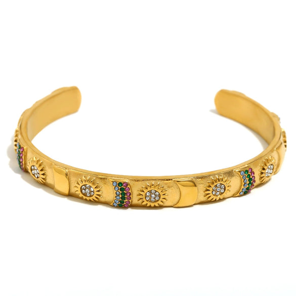 Wholesale Elegant Niche Allmatch Ring Bracelet And Tarot Earrings For Women Stainless Steel 18K Gold Plated Geometric Electroplated