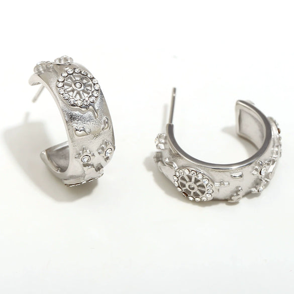 Wholesale Elegant Niche Allmatch Ring Bracelet And Tarot Earrings For Women Stainless Steel 18K Gold Plated Geometric Electroplated