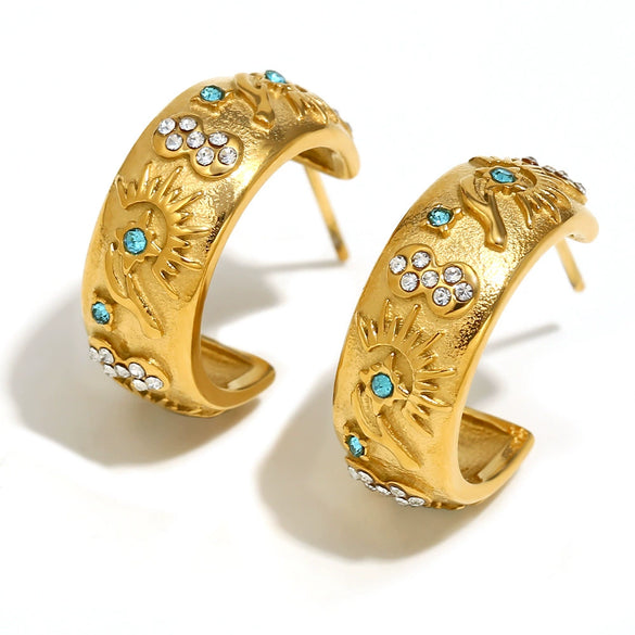 Wholesale Elegant Niche Allmatch Ring Bracelet And Tarot Earrings For Women Stainless Steel 18K Gold Plated Geometric Electroplated