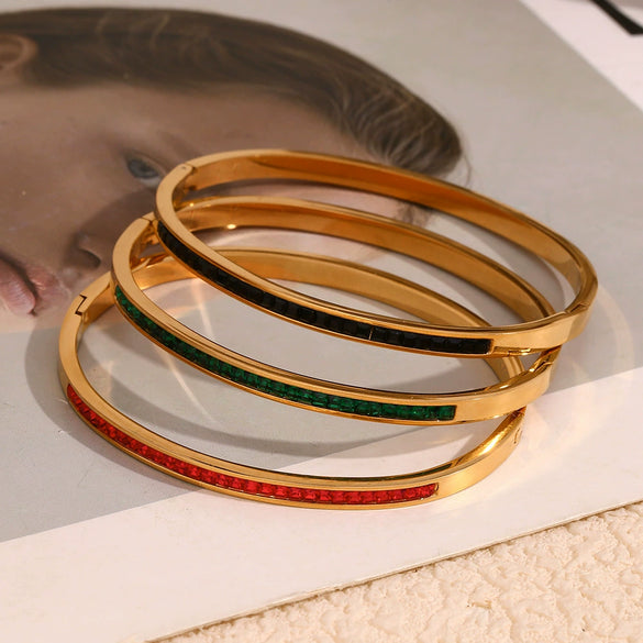 Wholesale Elegant Niche Simple Fashion Women's Bracelet Stainless Steel 18K Gold Plated With Sticky Diamonds Electroplated