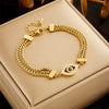 Wholesale Elegant Personality Blue Eyes Diamond Accessories Titanium Steel Multi Layer Chain Jewelry Bracelet With Geometric Pattern And Electroplating Process For Women
