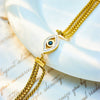 Wholesale Elegant Personality Blue Eyes Diamond Accessories Titanium Steel Multi Layer Chain Jewelry Bracelet With Geometric Pattern And Electroplating Process For Women