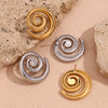 Wholesale Elegant Popular Geometric Stainless Steel 18K Gold Plated Micropaved Zircon Embellished Swirl Earrings For Women