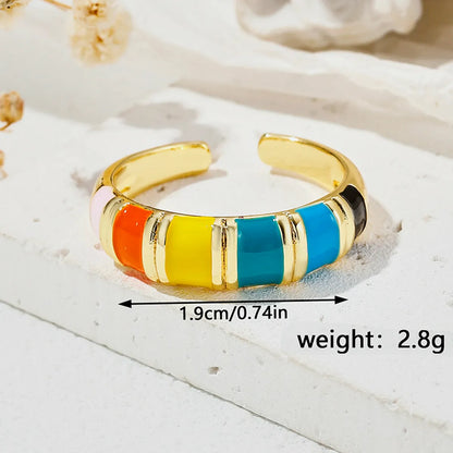 Wholesale Elegant Rainbow Copper Enamel Open Rings