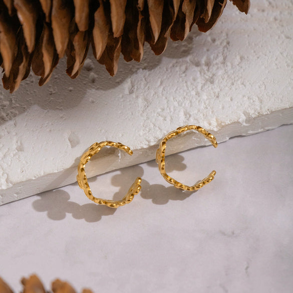Wholesale Elegant Real Gold Plated Stainless Steel Plants And Flowers Ear Clips Jewelry For Women