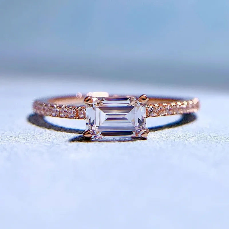 Wholesale Elegant Rectangle Sterling Silver Zircon Rings