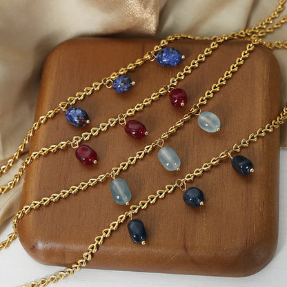 Wholesale Elegant Retro Geometric Agate Titanium Steel Plating 18k Gold Plated Necklace