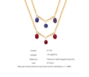 Wholesale Elegant Retro Geometric Agate Titanium Steel Plating 18k Gold Plated Necklace