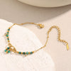 Wholesale Elegant Retro Green French Style Stainless Steel 18K Gold Plated Threering Geometric Bracelet For Women