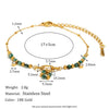 Wholesale Elegant Retro Green French Style Stainless Steel 18K Gold Plated Threering Geometric Bracelet For Women