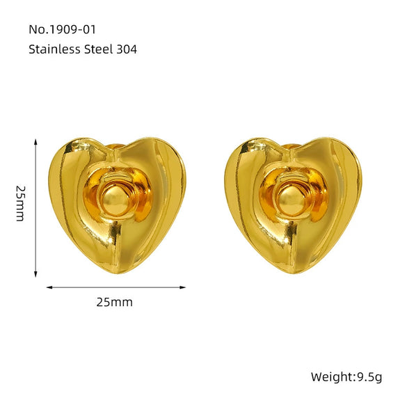 Wholesale Elegant Retro Heart Shape 316L Stainless Steel 18K Gold Plated Pearl Earrings For Women