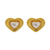 Wholesale Elegant Retro Heart Shape 316L Stainless Steel 18K Gold Plated Pearl Earrings For Women