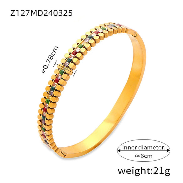 Wholesale Elegant Retro Hollow Geometric Golden Crown Titanium Steel Bracelet For Female With Gold Plated Design
