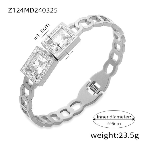 Wholesale Elegant Retro Hollow Geometric Golden Crown Titanium Steel Bracelet For Female With Gold Plated Design