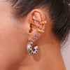 Wholesale Elegant Retro Mini Croissant Ear Clip Earrings For Women Stainless Steel 18K Gold Plated Geometric