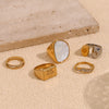 Wholesale Elegant Retro Niche Fashion Stainless Steel 18K Gold Plated Geometric Irregular Bracelet And Ring