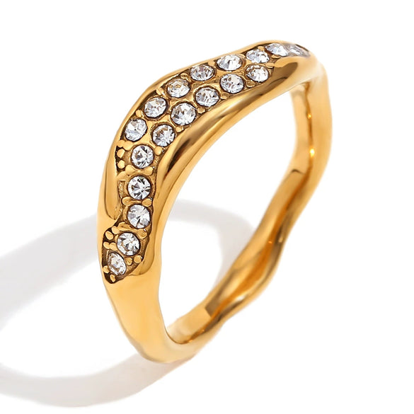 Wholesale Elegant Retro Niche Fashion Stainless Steel 18K Gold Plated Geometric Irregular Bracelet And Ring