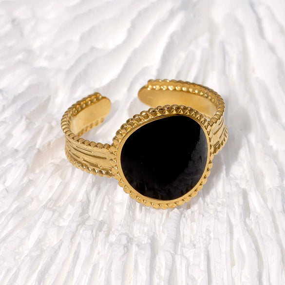 Wholesale Elegant Retro Stainless Steel Geometric Open Ring For Women Gold Plated Fadefree