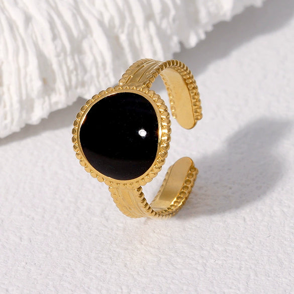 Wholesale Elegant Retro Stainless Steel Geometric Open Ring For Women Gold Plated Fadefree