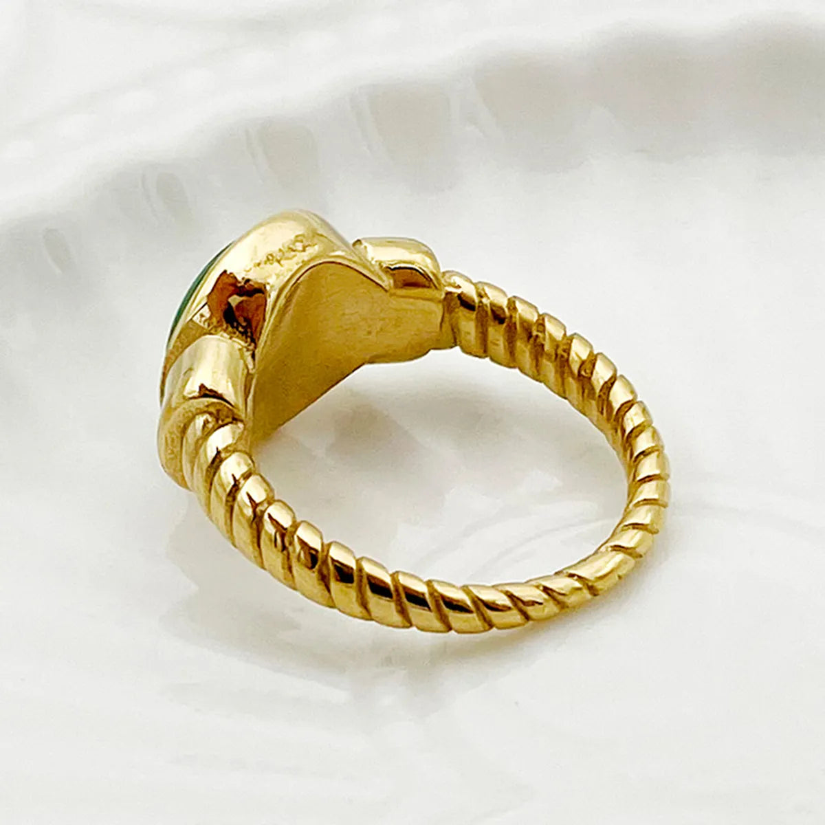 304 Stainless Steel Gold Plated Elegant Roman Style Commute Plating Inlay Solid Color Gem Rings