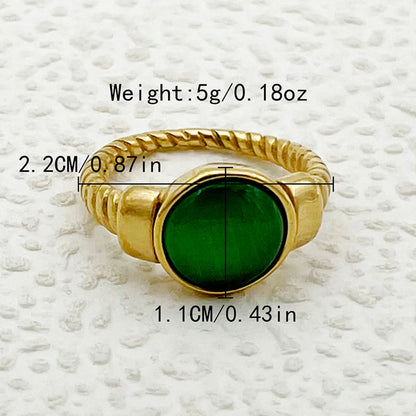 304 Stainless Steel Gold Plated Elegant Roman Style Commute Plating Inlay Solid Color Gem Rings